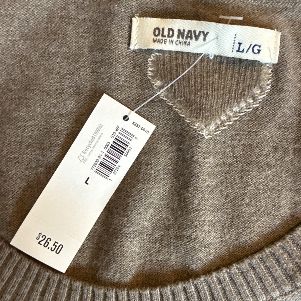 Old Navy Womens Sweater Large Brown Pullover Scoop Neck Heart Lightweight Casual - Picture 4 of 10